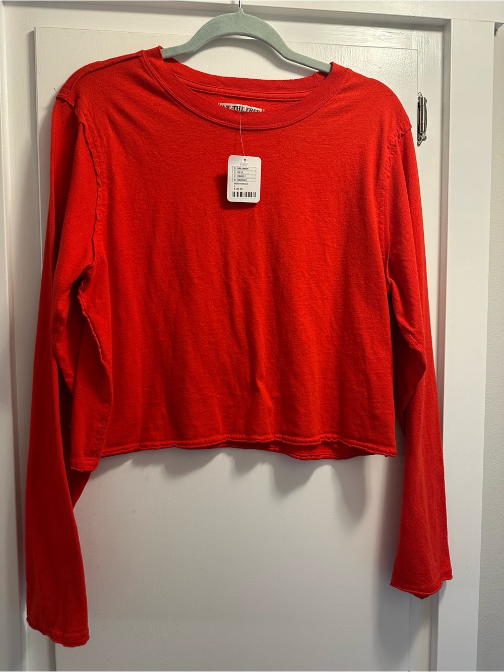 We The Free Nova Long-Sleeve Cropped Tee in Red Size L NWT